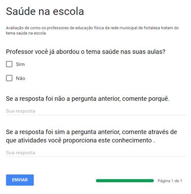 Figura 1. Questionário on-line aplicado aos professores