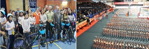 Figura 4. Escuela 39 Las Animas e cerimônia da entrega de bicicletas