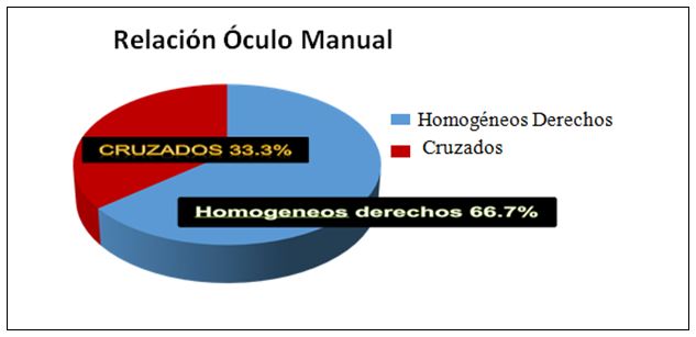 Gráfico 1. Patrones óculo manual de los judocas. Representatividad en porcentajes