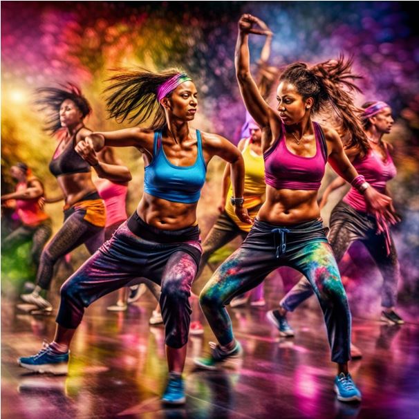 Imagem 1. Zumba é uma prática corporal baseada na coreografia de ritmos latino-americanos que mistura dança e ginástica