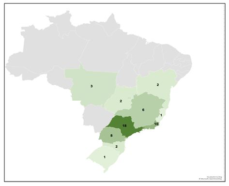 Figura 1. Distribuição dos locais de prática pelo Brasil