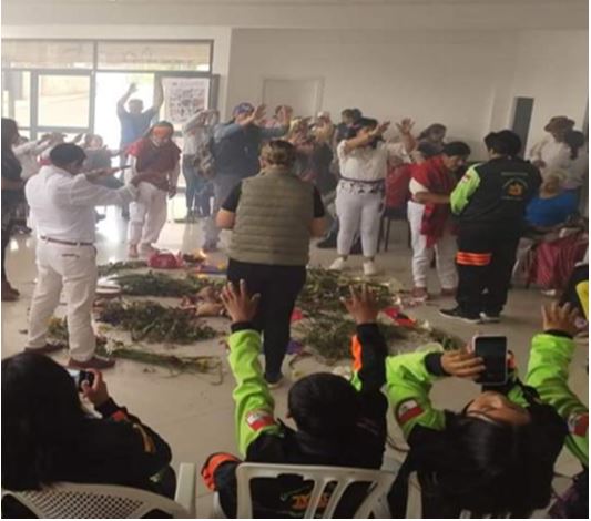 Figura 2. Jóvenes y adultos en una exhibición de danzas en Cayambe