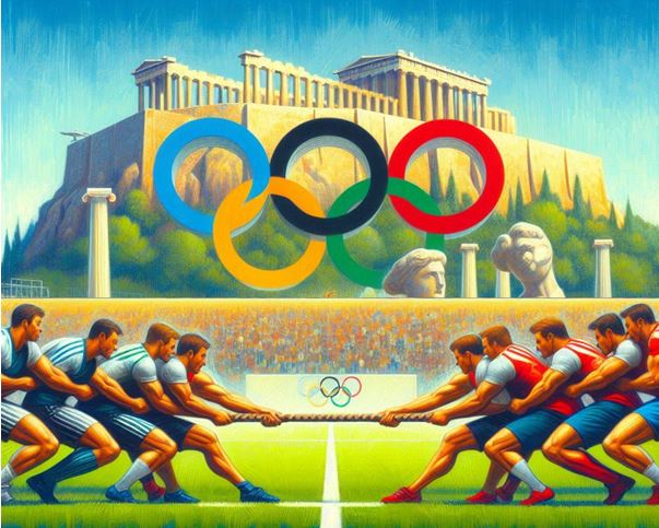 Figura 1. La tracción de cuerda lisa fue parte del programa de los Juegos Olímpicos desde 1896 en Atenas hasta Amberes en 1920