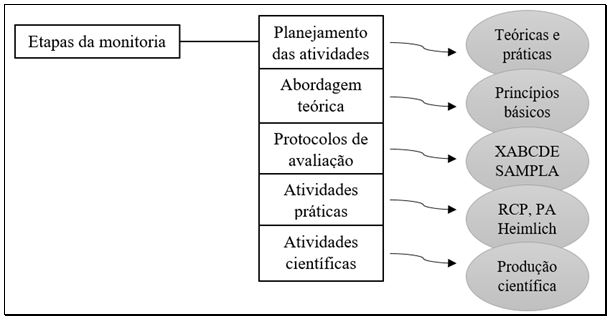 Figura 1. Fluxograma das etapas desenvolvidas durante a monitoria em Primeiros Socorros