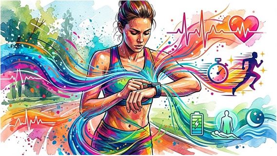 Figura 1. Deportista consultando en su reloj datos de pulso, ritmo y recuperación