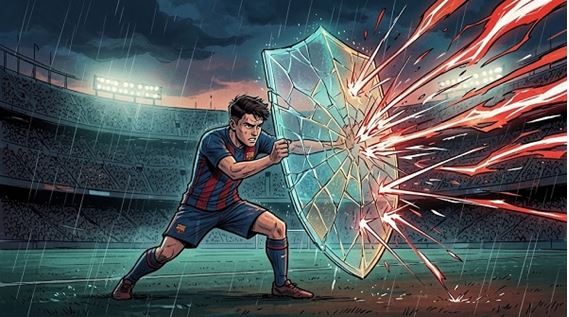 Figura 1. Cubarsí y la defensa del Barça al límite