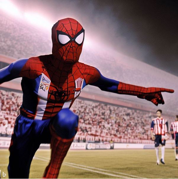 Imagen 1. El Atlético de Madrid tuvo como sponsor a Spiderman por un convenio con Columbia Pictures en la temporada 2004/2005